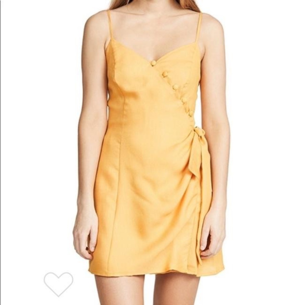 Moon River Yellow Tangerine Wrap Mini dress
